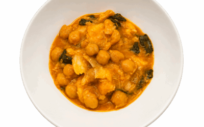 Garbanzos con bacalao y espinacas